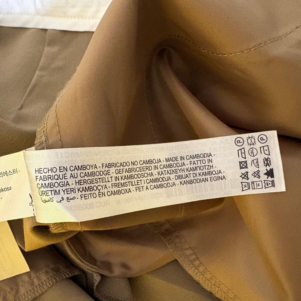ZARA Womens Wide Leg Culottes Palazzo Trousers M Brown Pleated High Waist Office - Picture 13 of 14